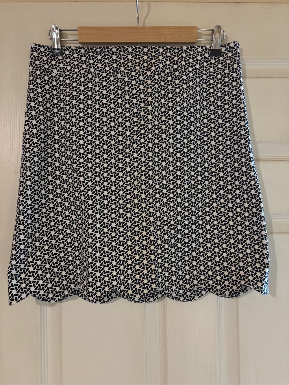 Talbots Black and White Mini Skirt with Geometric Pattern